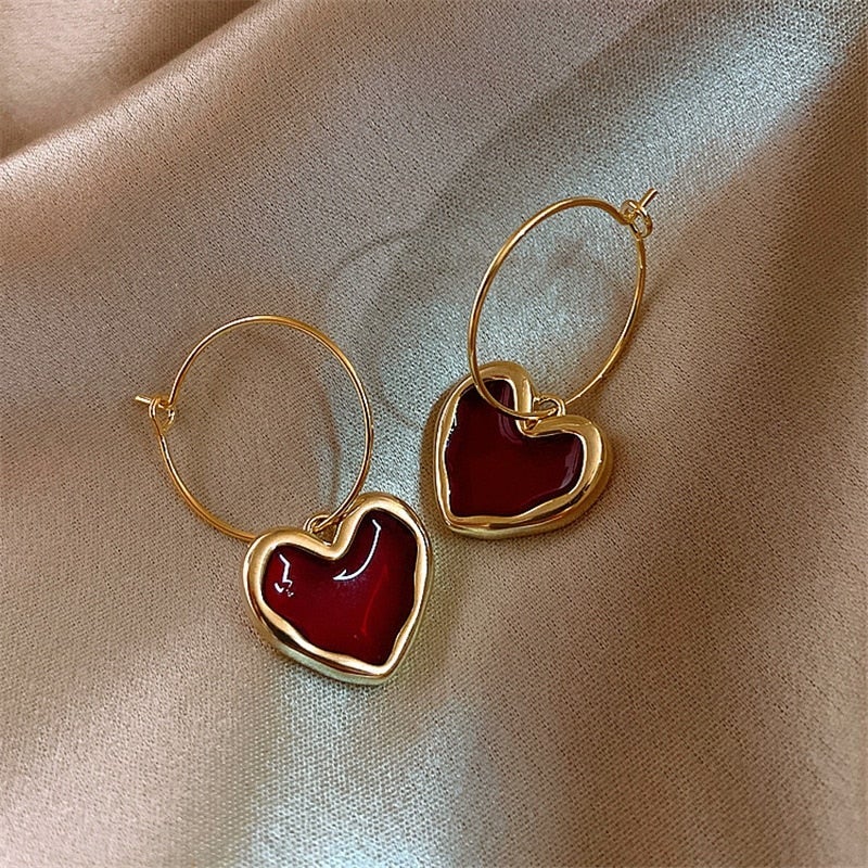 Boucles d'oreilles Cœurs Rouges