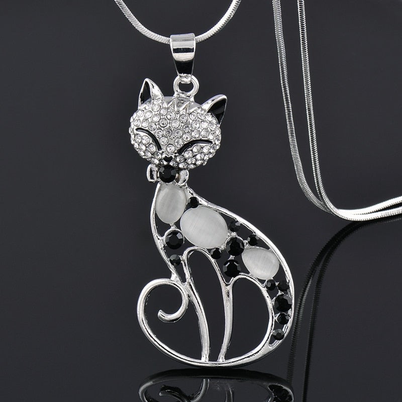 Collier Chats d'Amour en Argent Sterling et Encrusté de Zirconia