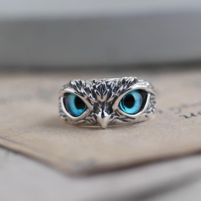 Bague Ajustable Hibou de la Chance en Argent et Opale