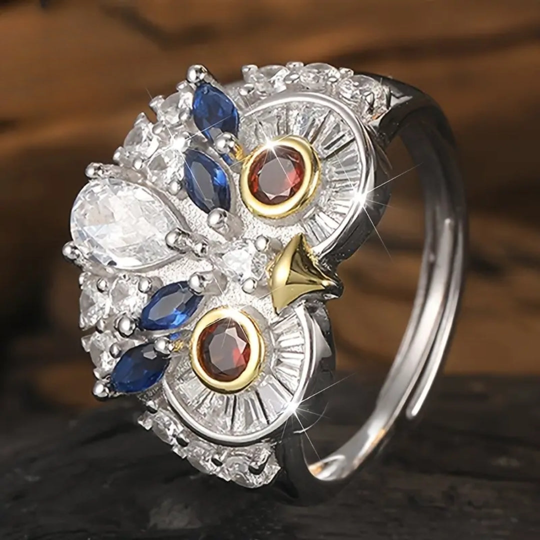 Bague en Argent Hibou en Cristal