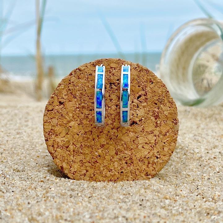 Boucles d'oreilles Opale Océanique Bleue en Argent