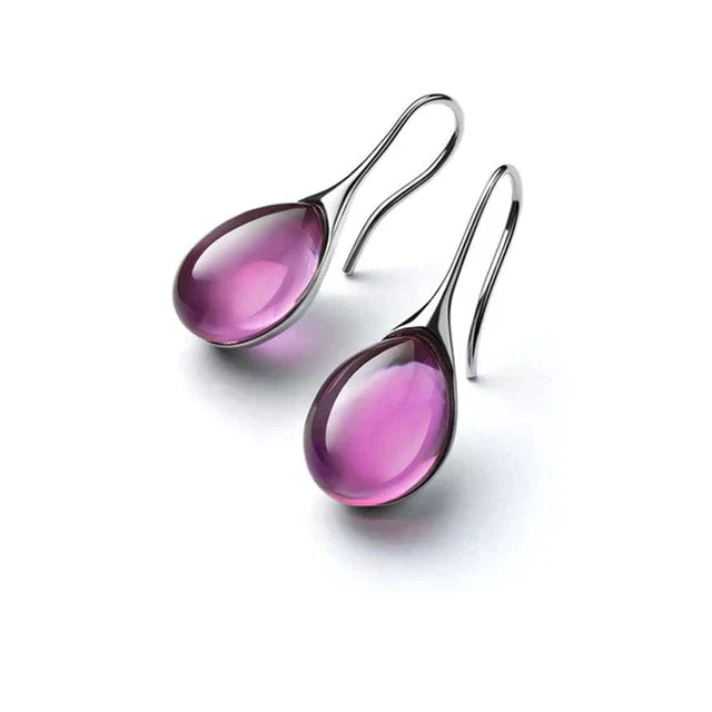 Boucles d'Oreilles Goutte en Cristal en Or et Argent