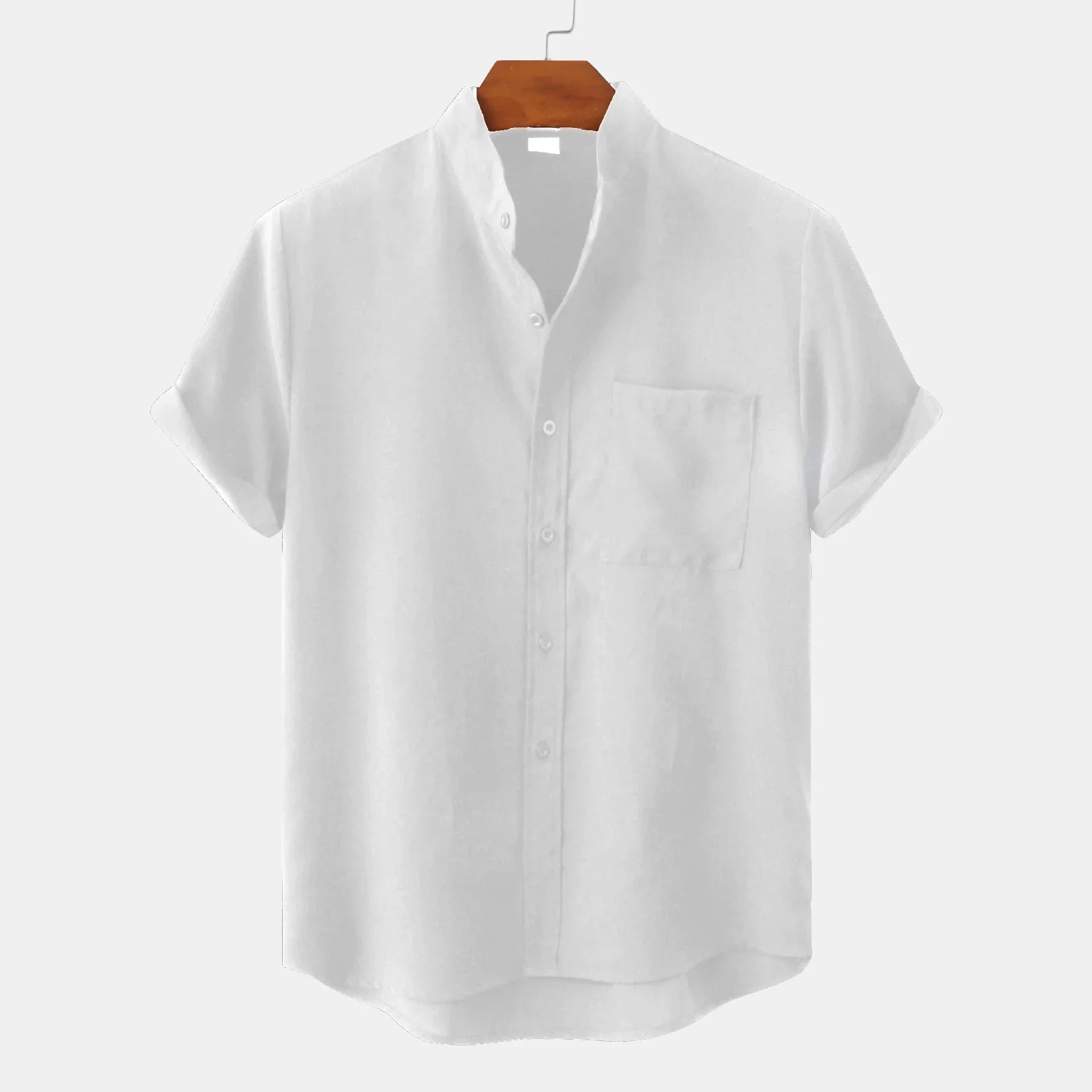 Marcelo™ – Chemise en lin légère sans col pour l'été