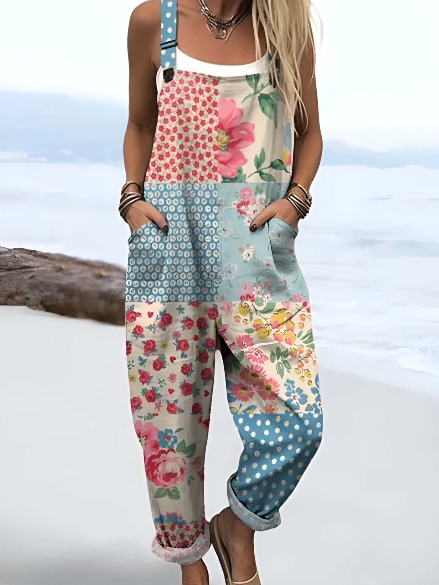 Elovoix™ | Salopettes vintage à fleurs pour femmes et coussins en patchwork