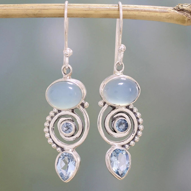 Boucles d'oreilles en Pierre de Lune Vintage