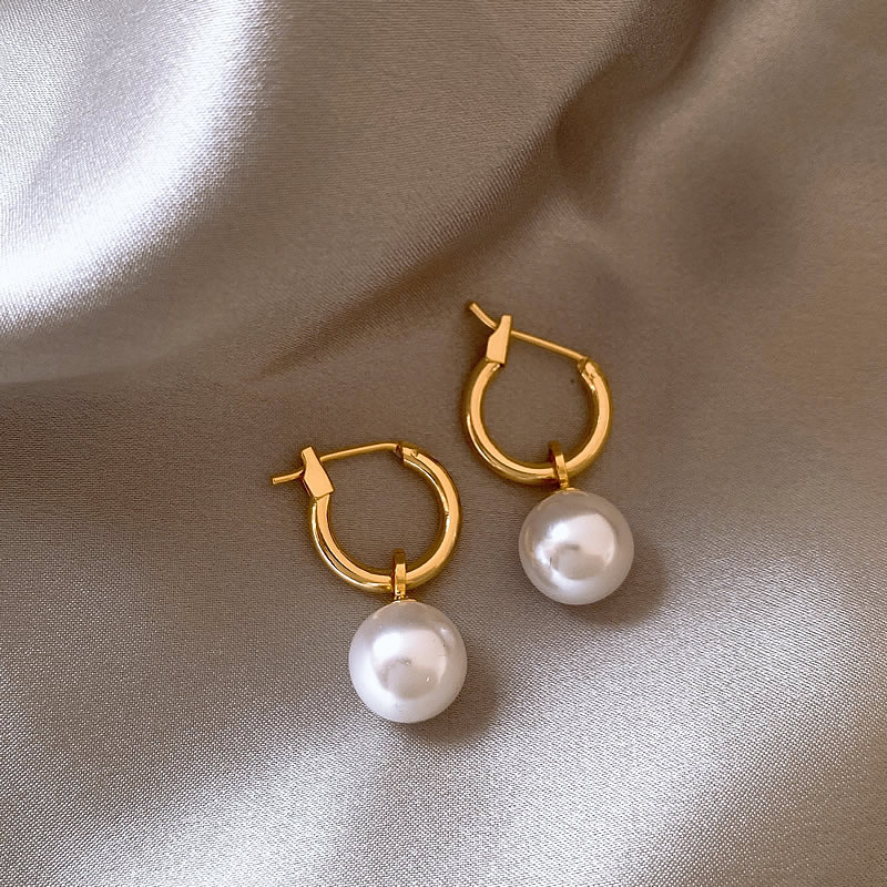 Boucles d'Oreilles Élégantes avec Perles en Or