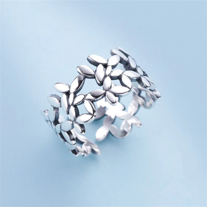 Bague Vintage en Argent avec Feuilles