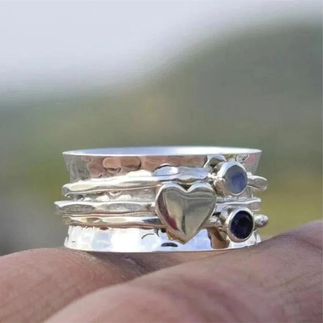Bague Rotative en Cœur Élégant en Argent