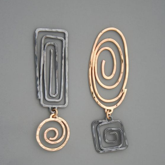 Boucles d'Oreilles Spirale en Or et Argent Boho