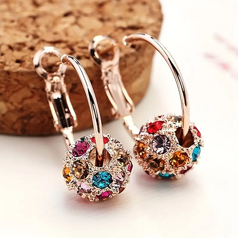 Boucles d'oreilles en or sphériques colorées
