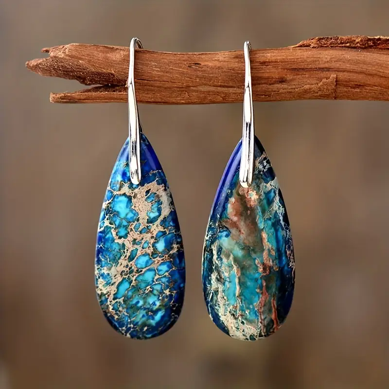 Boucles d'oreilles en pierre de l'océan bleu