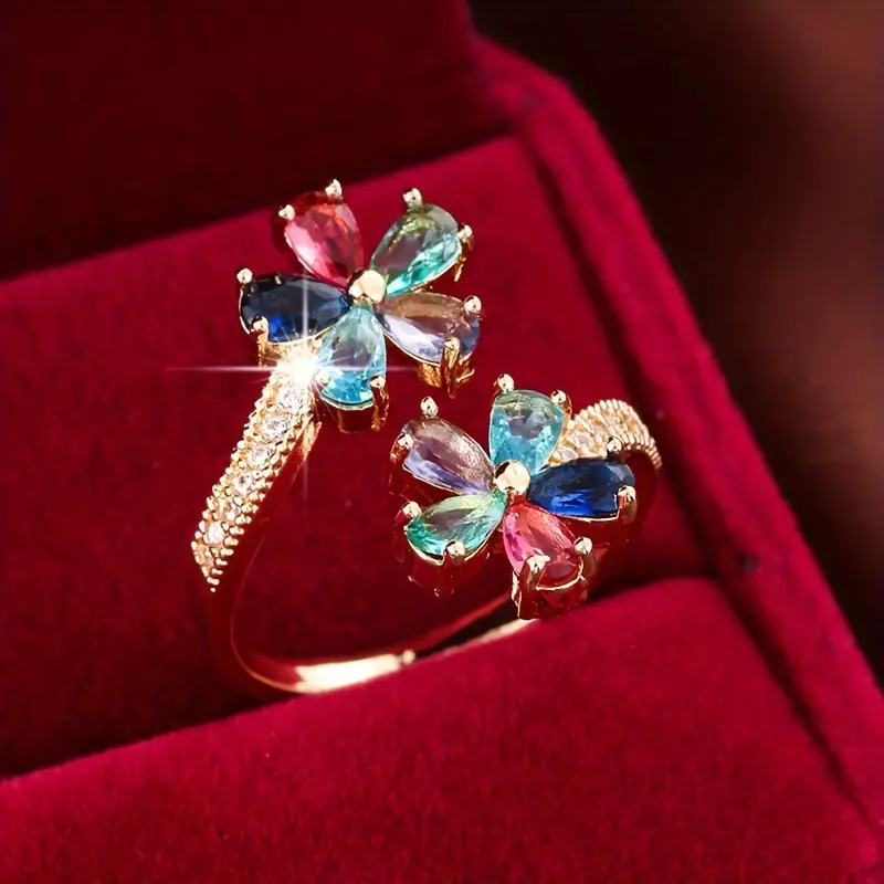 Bague Ouverte Marguerite Colorée