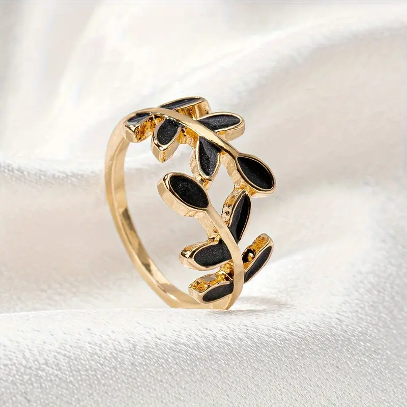 Bague en Or Black Leaf