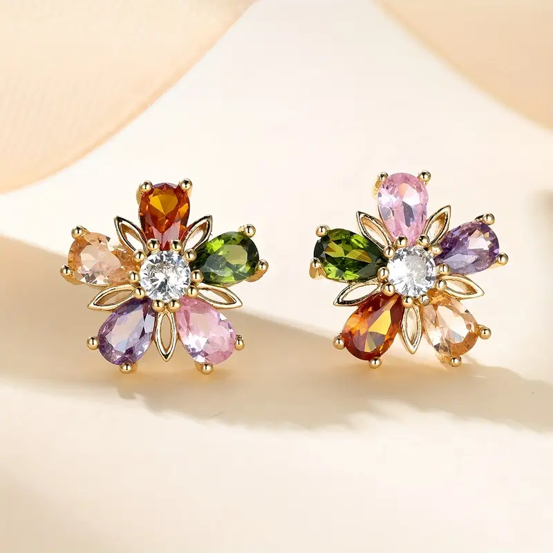 Boucles d'oreilles en cristal coloré Daisy