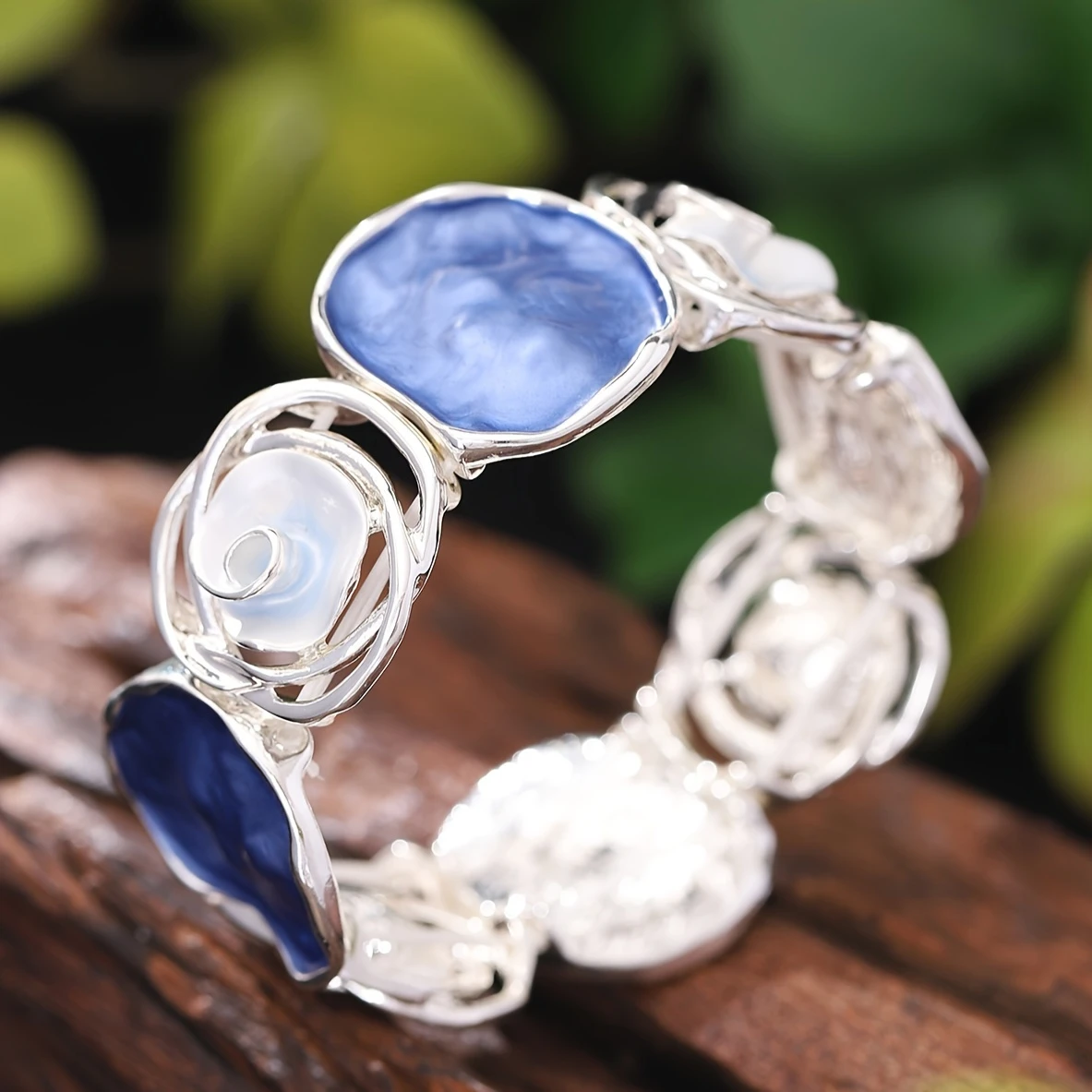 Bracelet Émaillé Bleu et Blanc