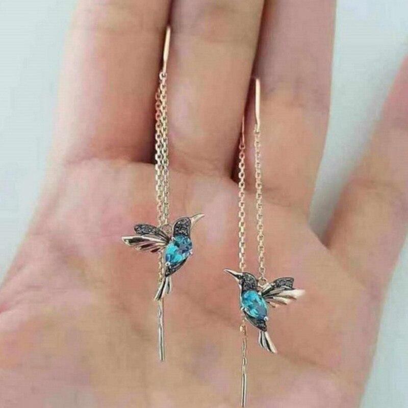 Boucles d'oreilles Colibri en Émail et Zirconia
