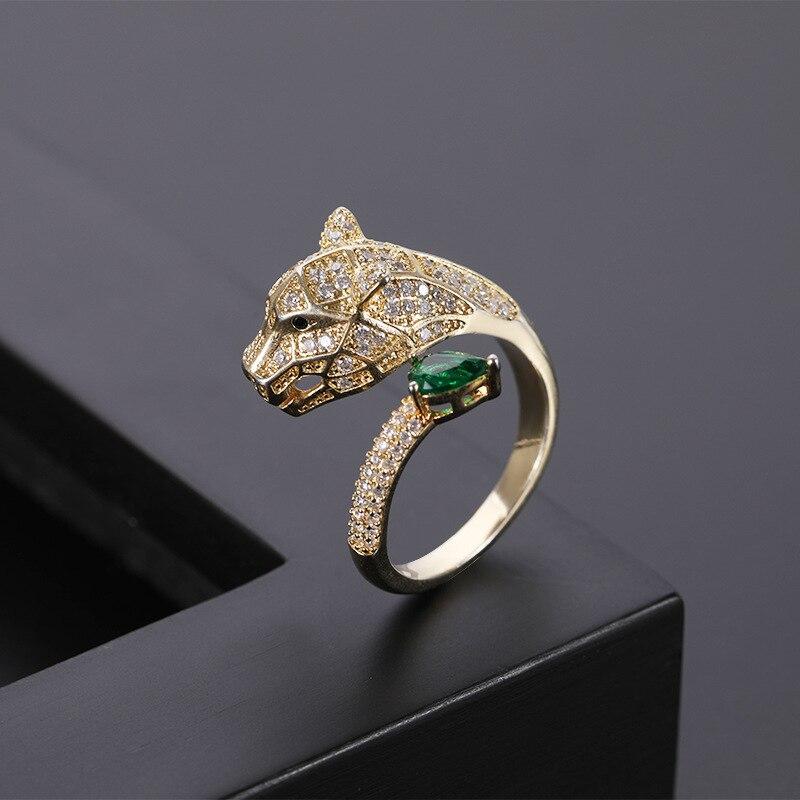 Bague Ajustable Léopard avec Finition en Zirconium