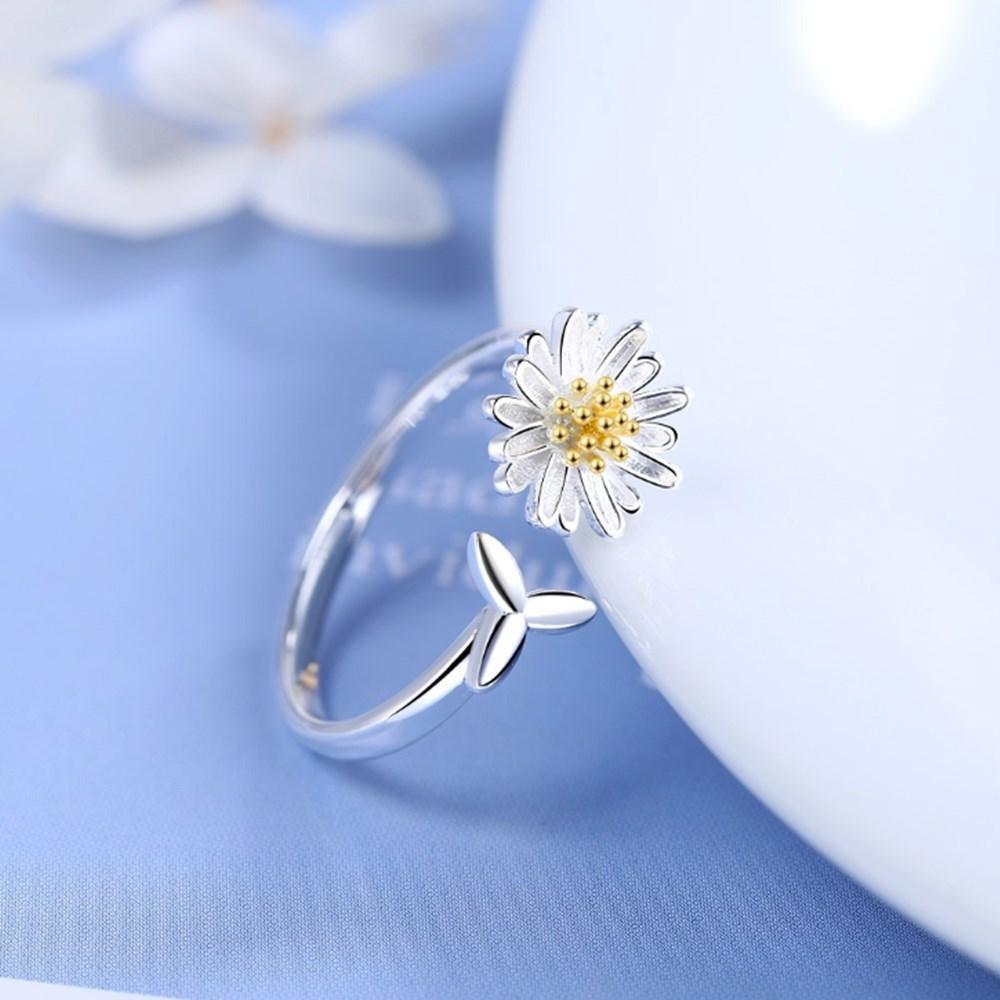 Bague Tournesol Ajustable en Argent