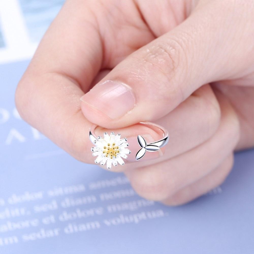Bague Tournesol Ajustable en Argent