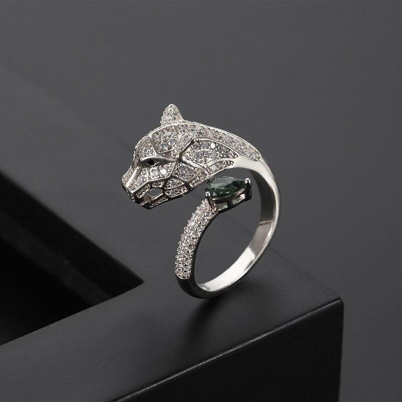Bague Ajustable Léopard avec Finition en Zirconium